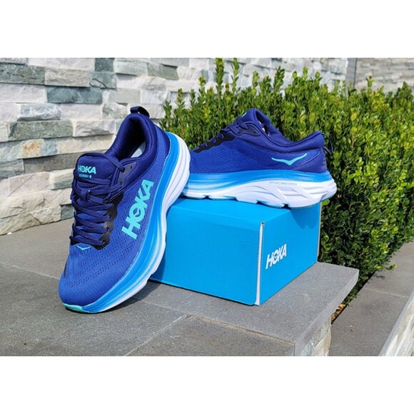 Hoka One Bondi 8 Bellwether Blue Athletic Running Sneakers Men’s Size 10D NEW - Picture 4 of 5